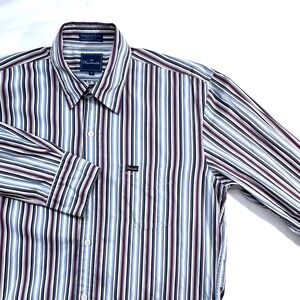 Faconnable‎ Mens Striped Long Sleeve Button Down Shirt Size M Medium